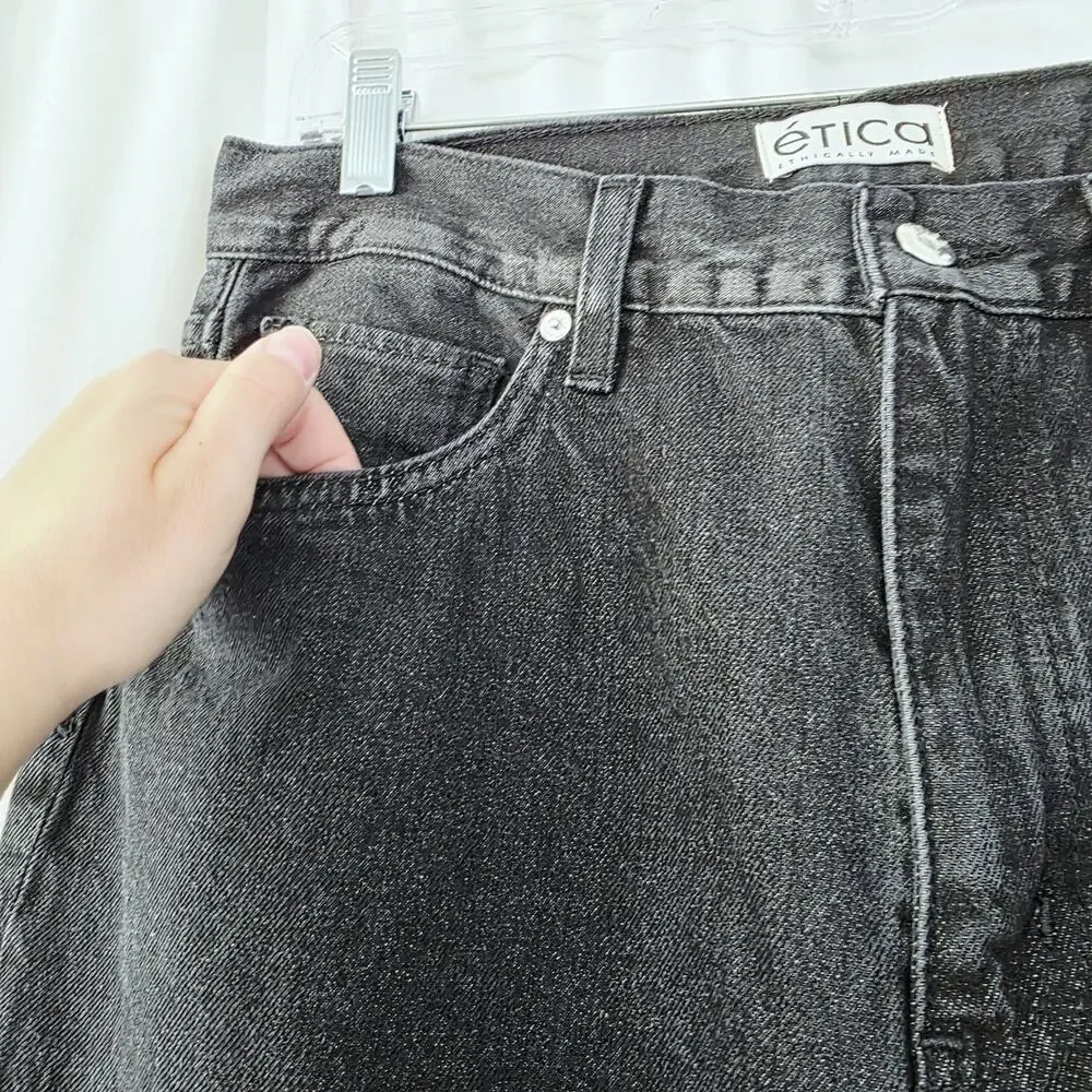 NWT! Etica Flares Jeans Size 29‎ Black High Rise 100% Cotton Denim Y2K Grunge